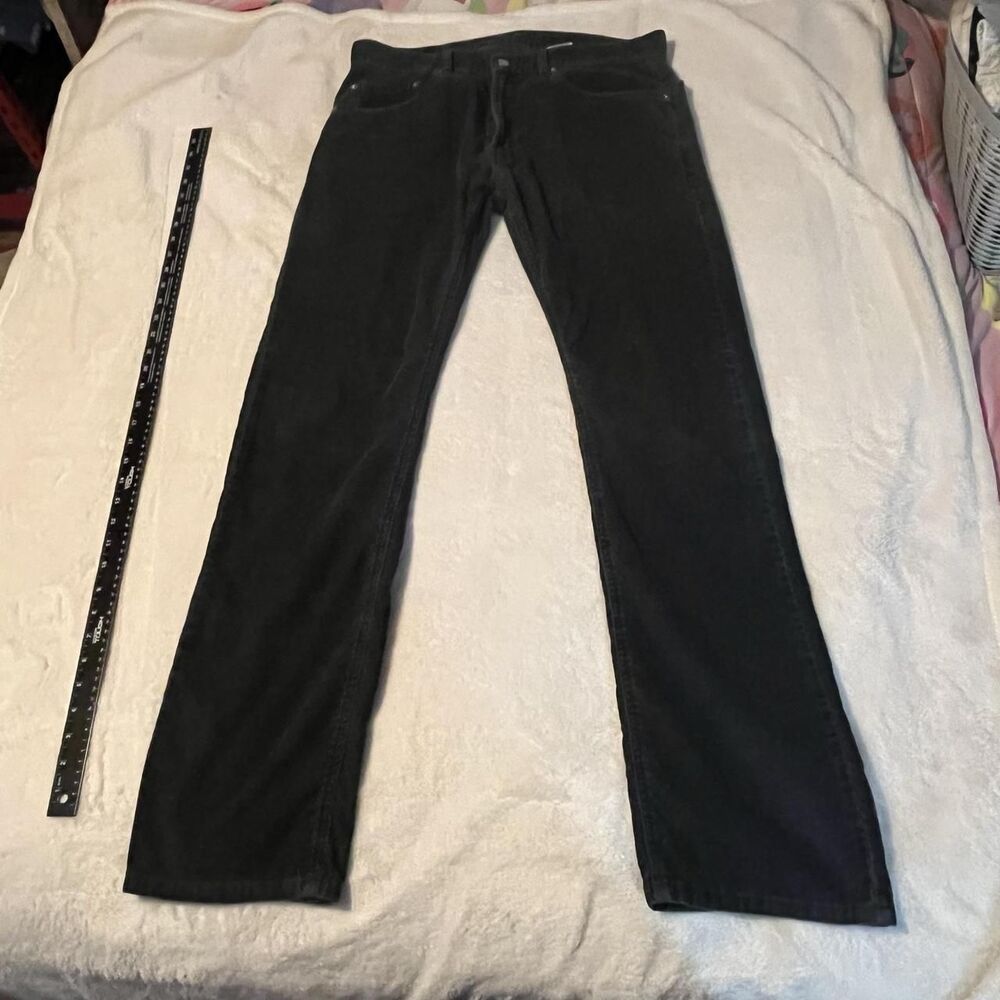 Levi's 505 Pants Mens Size 34 Black Corduroy Regular Straight Zip Fly W34 L32